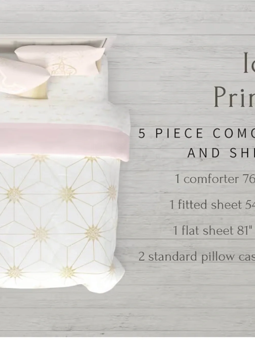 Disney White, Pink and Gold Geometric Comforter Set